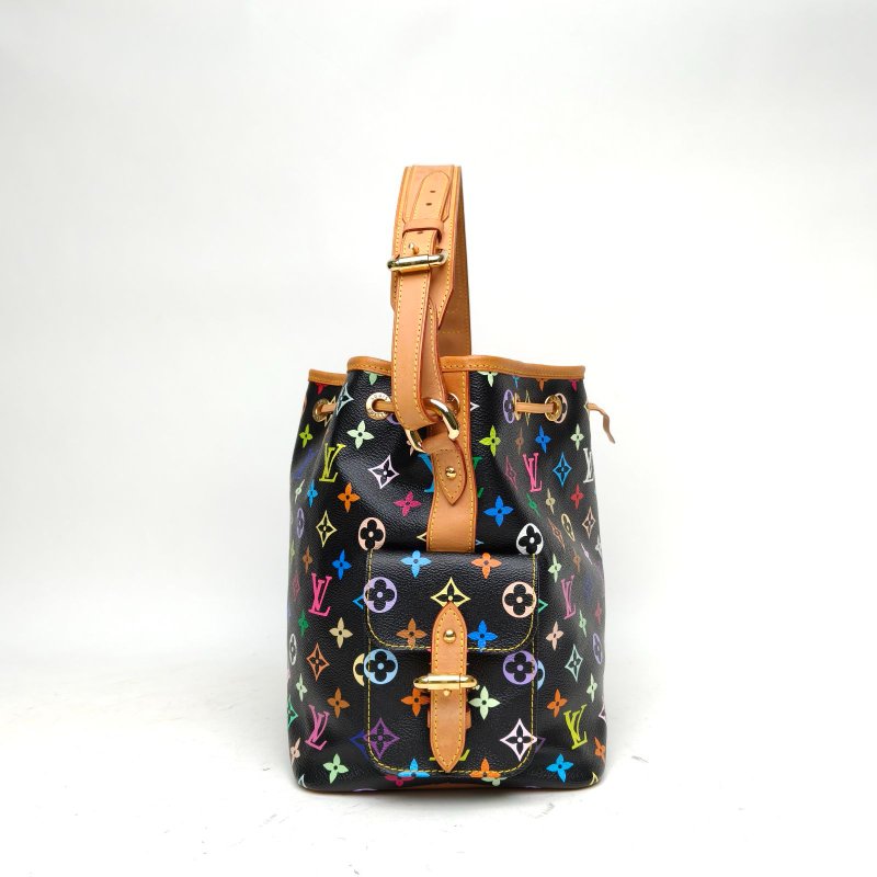 LOUIS VUITTON 中古水桶包黑三彩PVC金扣2008肩背包-3