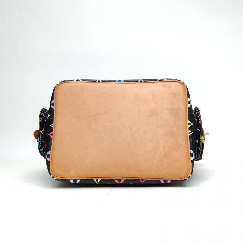 LOUIS VUITTON 中古水桶包黑三彩PVC金扣2008肩背包-4