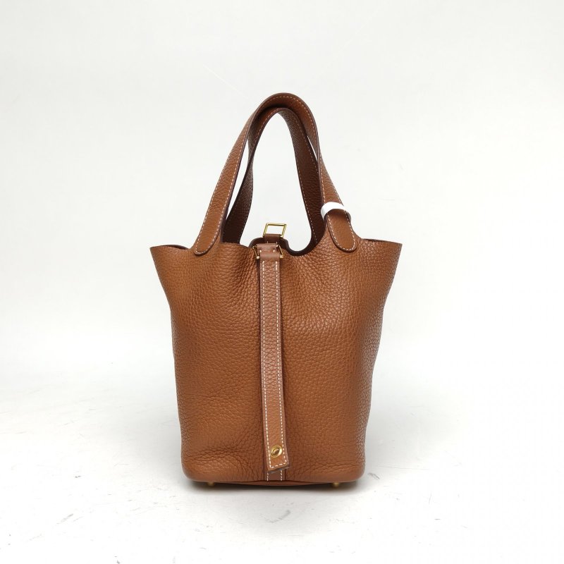 HERMES Picotin18菜籃子37金棕色TC皮Z刻金扣肩背包-2