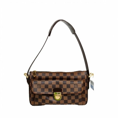 LOUIS VUITTON 中古賓士單肩包棕色棋盤格PVC金扣2006肩背包