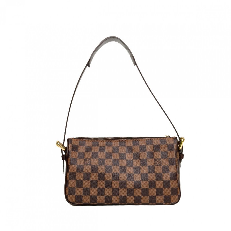 LOUIS VUITTON 中古賓士單肩包棕色棋盤格PVC金扣2006肩背包-2