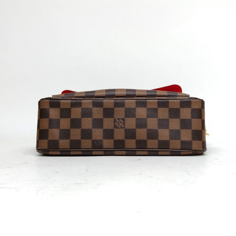 LOUIS VUITTON 中古賓士單肩包棕色棋盤格PVC金扣2006肩背包-4