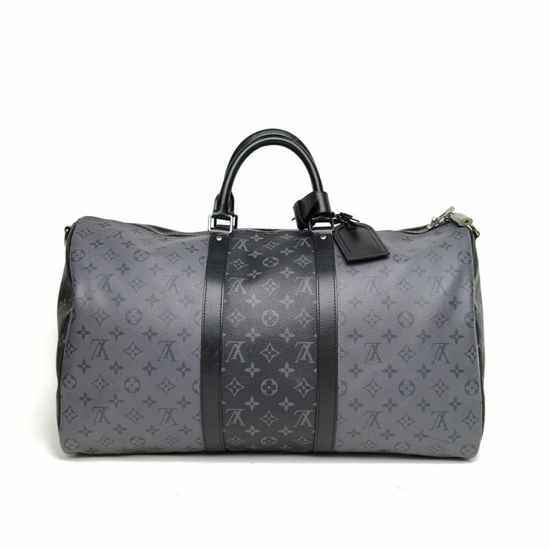 LOUIS VUITTON KEEPALL50配肩帶黑色PVC晶片肩背包-2