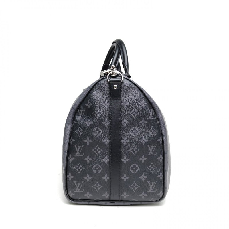 LOUIS VUITTON KEEPALL50配肩帶黑色PVC晶片肩背包-3