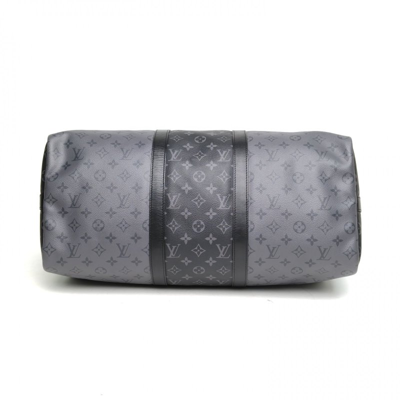 LOUIS VUITTON KEEPALL50配肩帶黑色PVC晶片肩背包-4