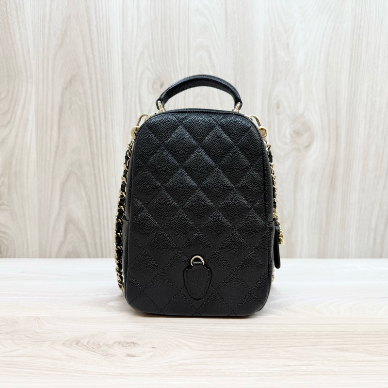 Chanel 黑金荔枝mini小書包後背AP3753-2