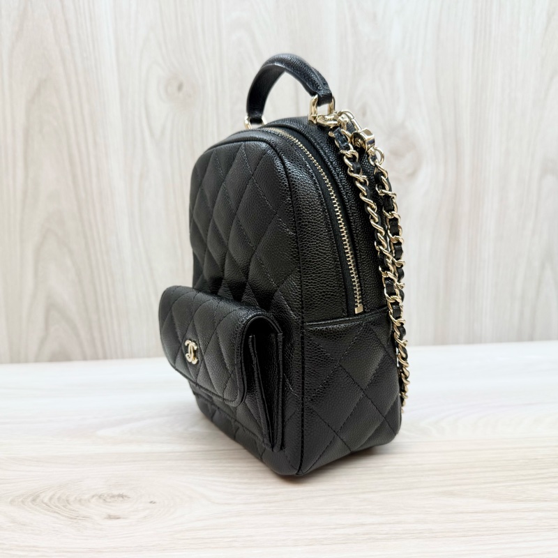 Chanel 黑金荔枝mini小書包後背AP3753-3