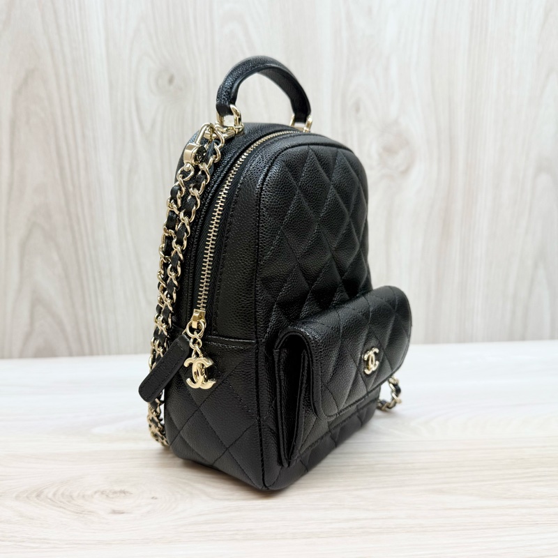 Chanel 黑金荔枝mini小書包後背AP3753-4