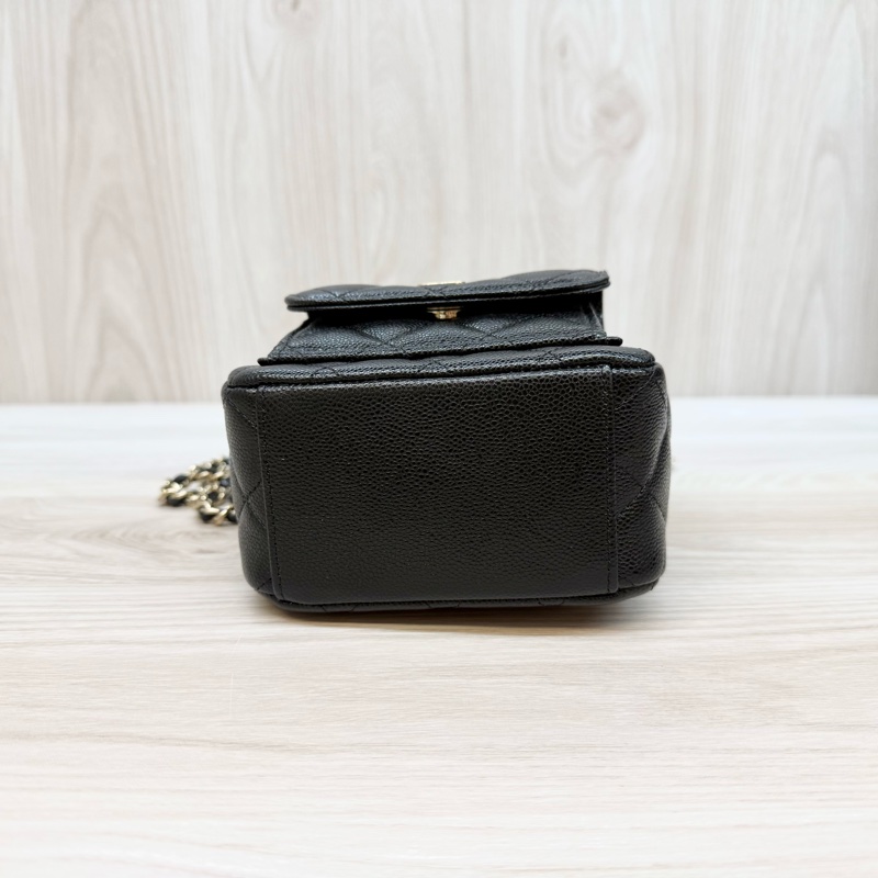 Chanel 黑金荔枝mini小書包後背AP3753-5