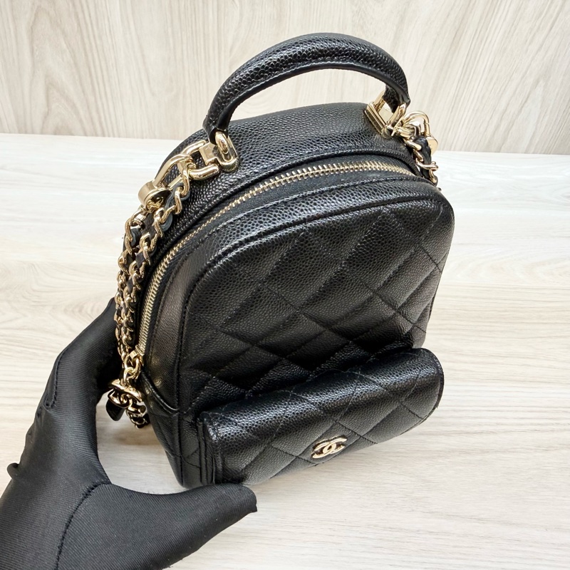 Chanel 黑金荔枝mini小書包後背AP3753-6