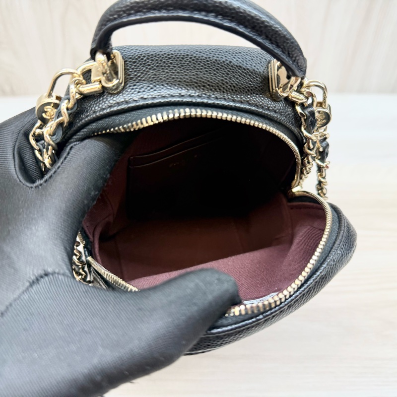 Chanel 黑金荔枝mini小書包後背AP3753-7