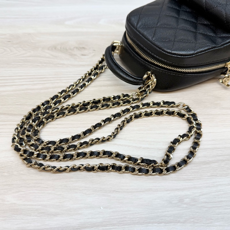 Chanel 黑金荔枝mini小書包後背AP3753-9