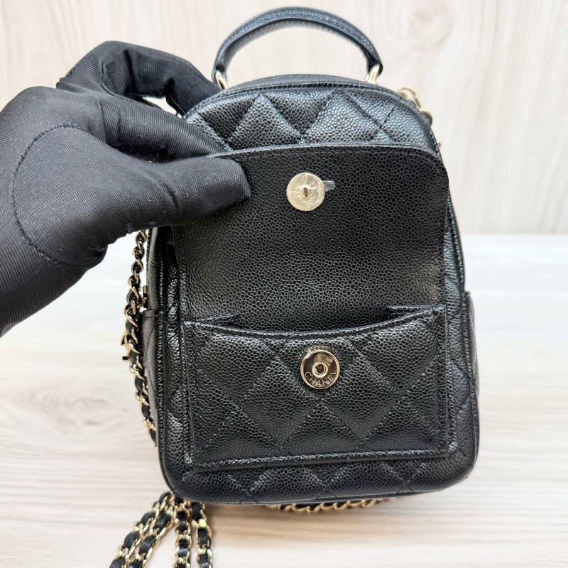 Chanel 黑金荔枝mini小書包後背AP3753-11