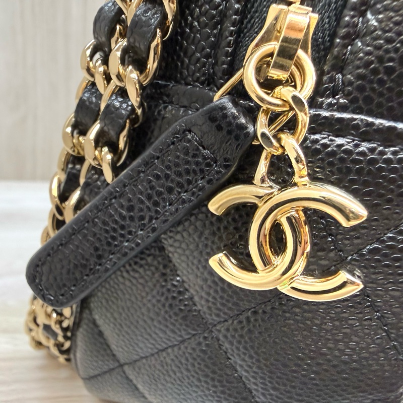 Chanel 黑金荔枝mini小書包後背AP3753-12