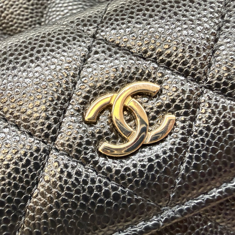 Chanel 黑金荔枝mini小書包後背AP3753-13