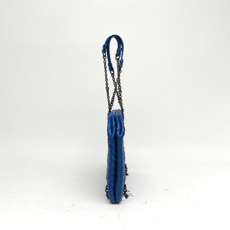 BOTTEGA VENETA 藍色羊皮斜挎包肩背包-3