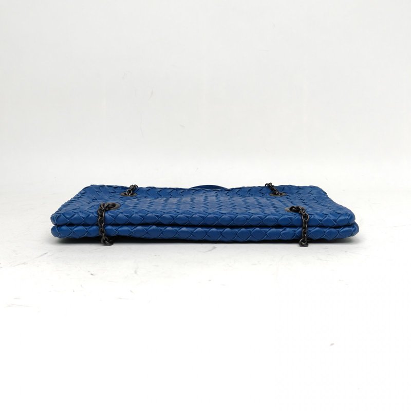 BOTTEGA VENETA 藍色羊皮斜挎包肩背包-4