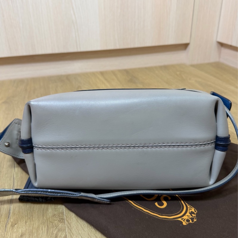 tod's tods wave  灰藍 斑鳩灰配藍  豆豆包 大嘴包 手提包 斜背包 肩背包 側背包-8