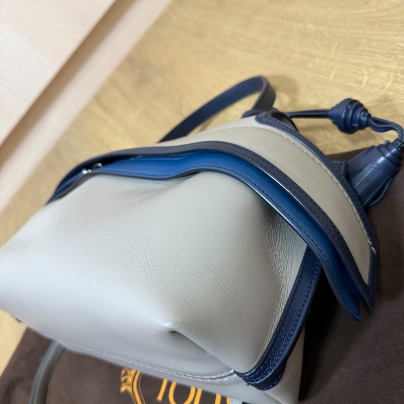 tod's tods wave  灰藍 斑鳩灰配藍  豆豆包 大嘴包 手提包 斜背包 肩背包 側背包-11