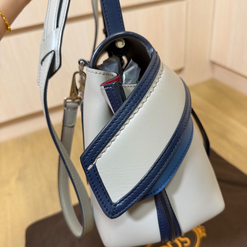 tod's tods wave  灰藍 斑鳩灰配藍  豆豆包 大嘴包 手提包 斜背包 肩背包 側背包-16