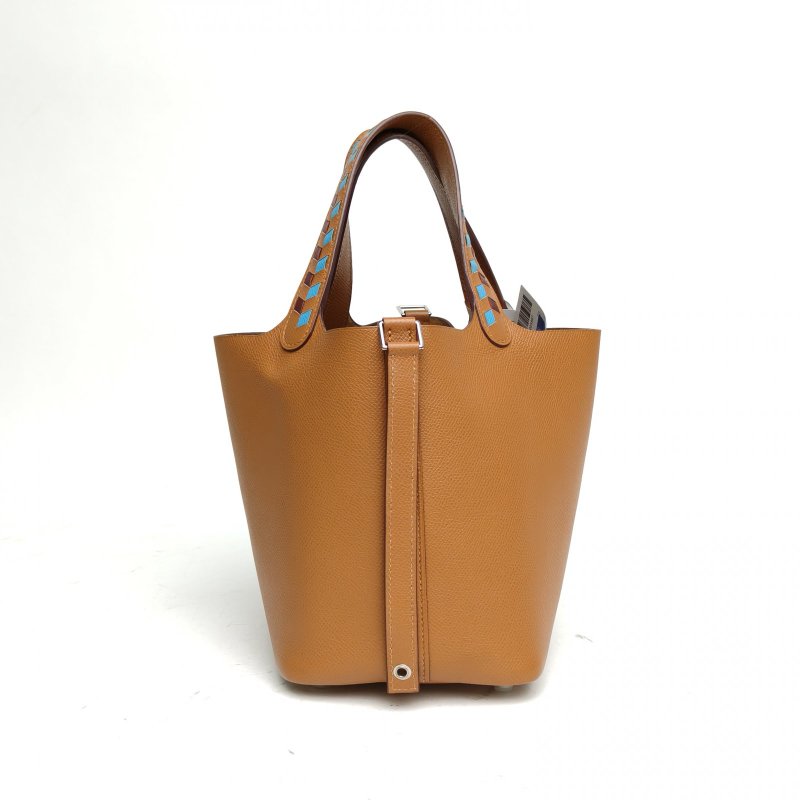 HERMES Picotin18菜籃子金棕色Epsom皮Y刻銀扣肩背包-2