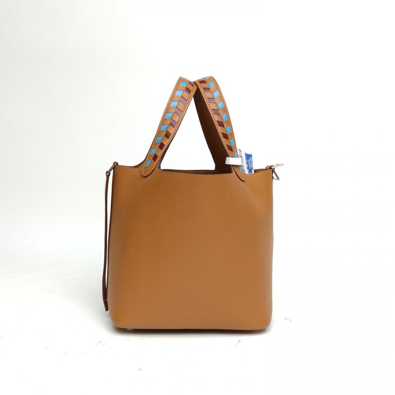 HERMES Picotin18菜籃子金棕色Epsom皮Y刻銀扣肩背包-3