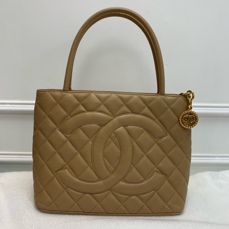 中古包送塵袋🤎Chanel金扣手挽袋-1