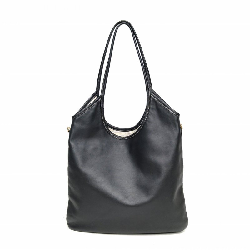 MIU MIU IVYTote托特包35黑色牛皮金扣肩背包-2