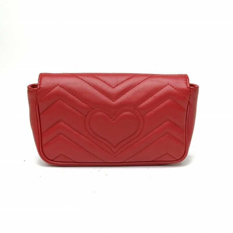 GUCCI GGMarmont肩背包超Mini紅色牛皮金扣肩背包-2