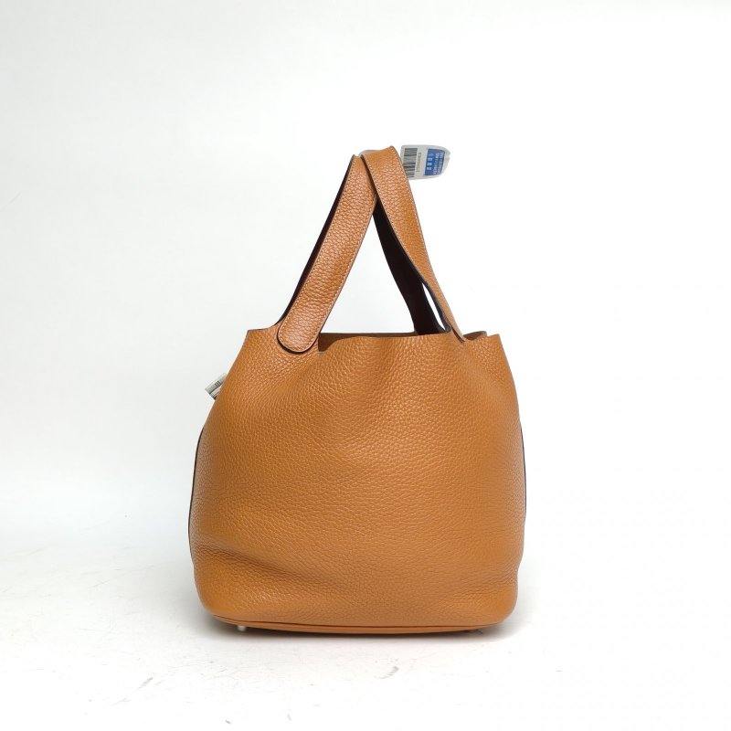 HERMES Picotin22菜籃子波爾多紅拼太妃金TC皮A刻肩背包-1