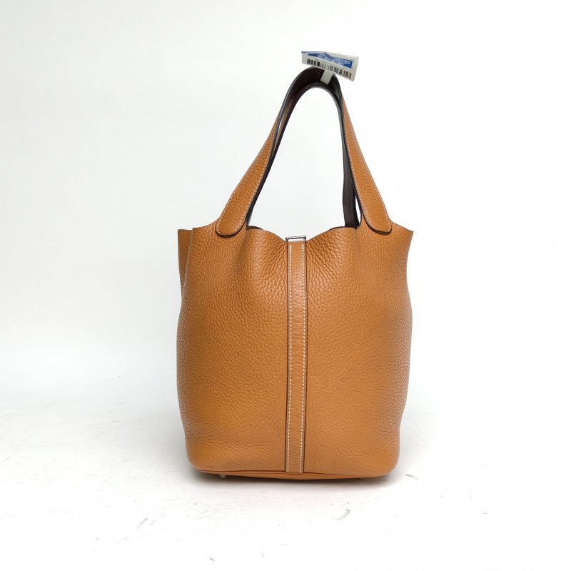 HERMES Picotin22菜籃子波爾多紅拼太妃金TC皮A刻肩背包-2