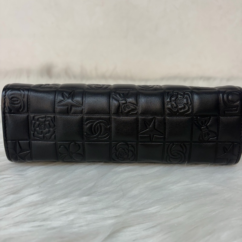 CHANEL A28587 黑羊皮 銀釦 拉鍊 化妝包 萬用包-6