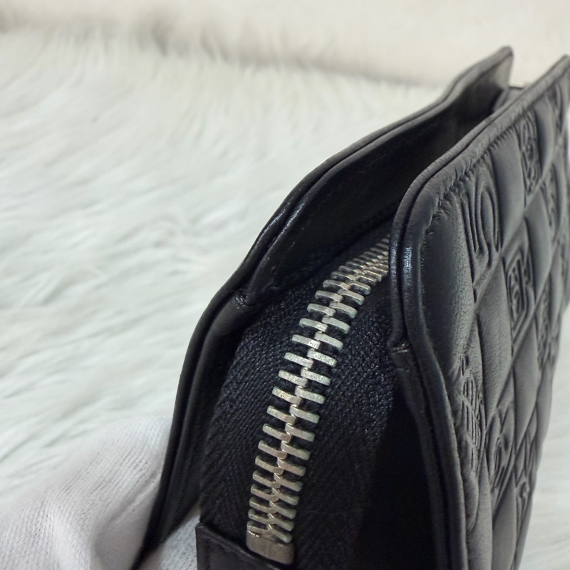 CHANEL A28587 黑羊皮 銀釦 拉鍊 化妝包 萬用包-17