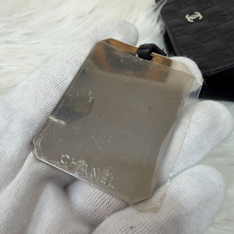 CHANEL A28587 黑羊皮 銀釦 拉鍊 化妝包 萬用包-30