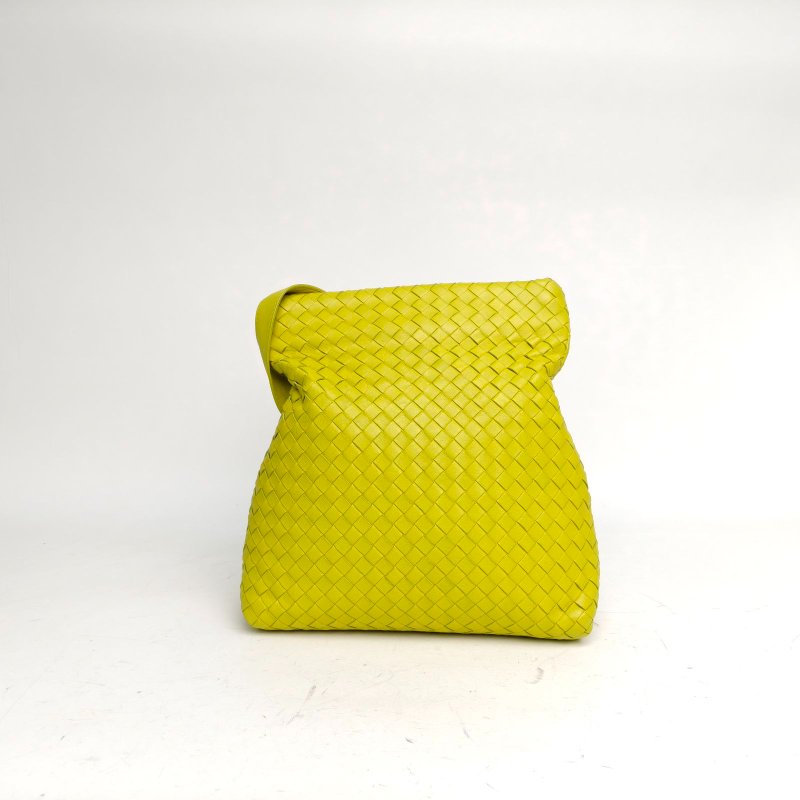 BOTTEGA VENETA 黃色羊皮金扣金幣編織福袋包肩背包-2