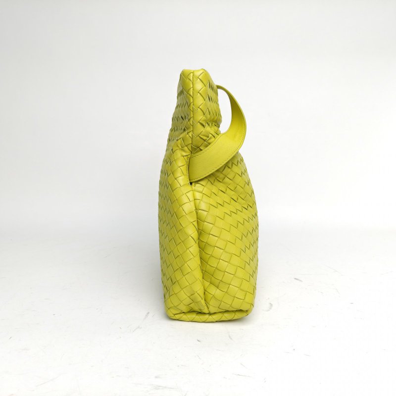 BOTTEGA VENETA 黃色羊皮金扣金幣編織福袋包肩背包-3