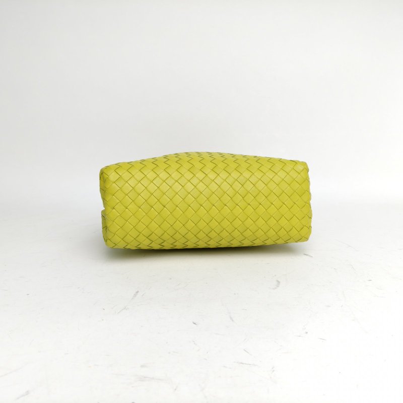 BOTTEGA VENETA 黃色羊皮金扣金幣編織福袋包肩背包-4