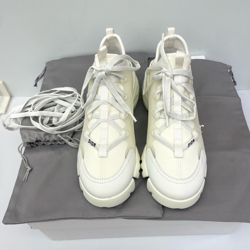 僅試穿 迪奧/Dior  白色老爹鞋 36.5碼 優質皮革+織物拼接 配塵袋-1