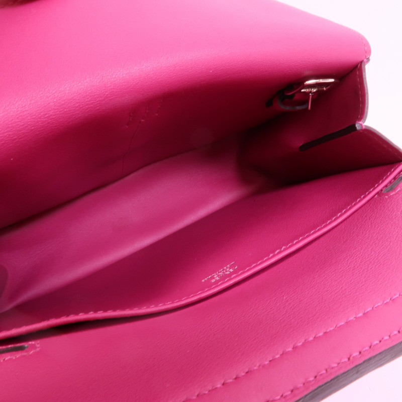 HERMES Swift皮革Mini Halzan手挽肩背兩用袋Rose Purple-4