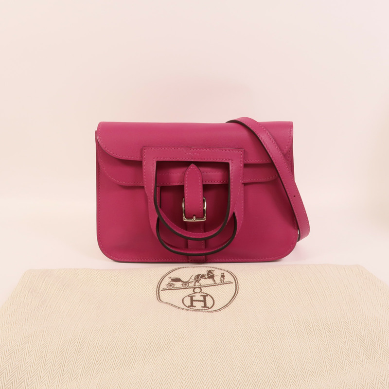 HERMES Swift皮革Mini Halzan手挽肩背兩用袋Rose Purple-10