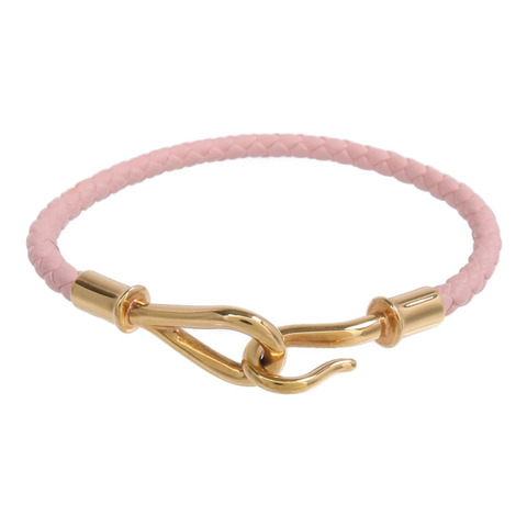 HERMES Swift皮革Jumbo H Bracelet手帶Rose Sakura