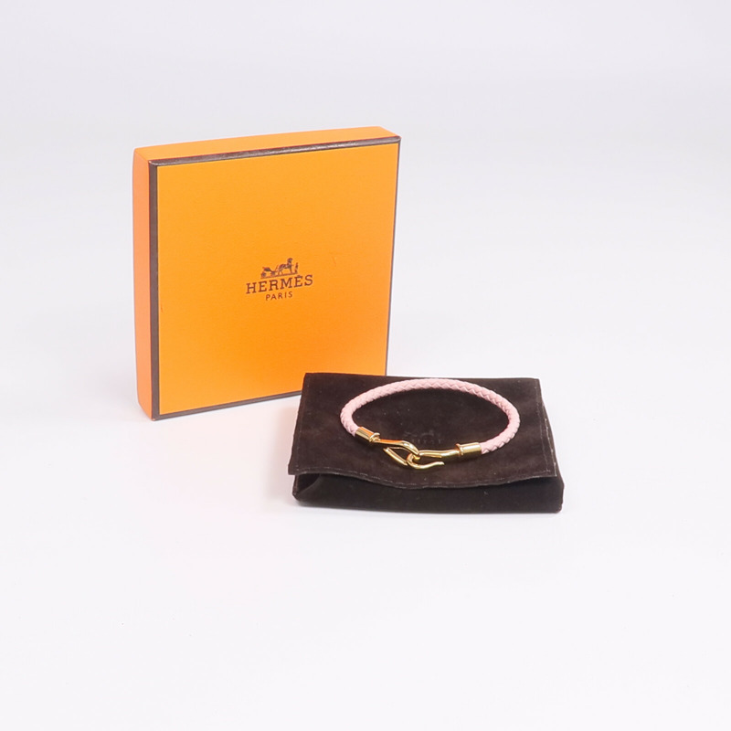 HERMES Swift皮革Jumbo H Bracelet手帶Rose Sakura-9