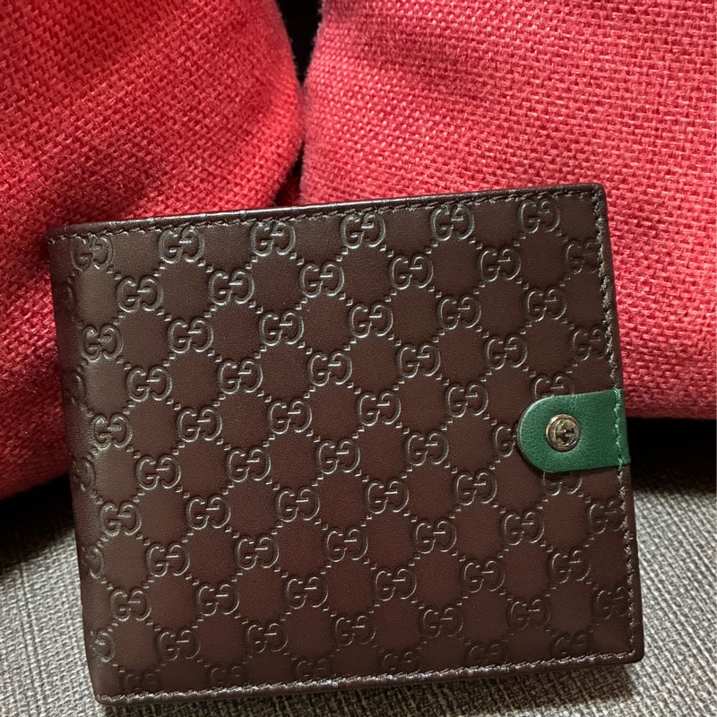 GUCCI 咖啡色壓紋短夾-3