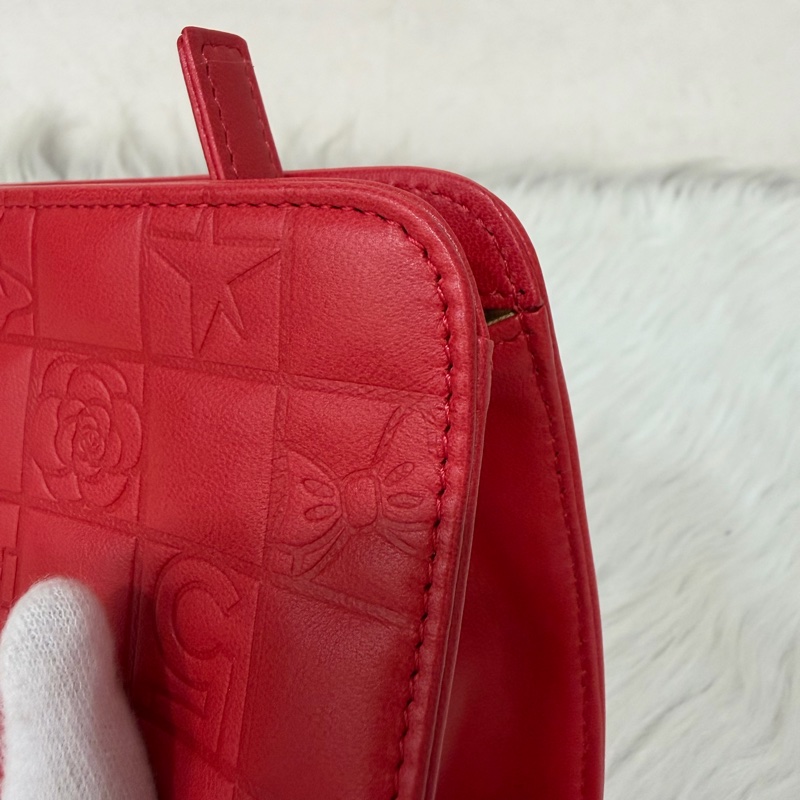 CHANEL A28587 紅羊皮 銀釦 多元素 拉鍊 化妝包 萬用包-18