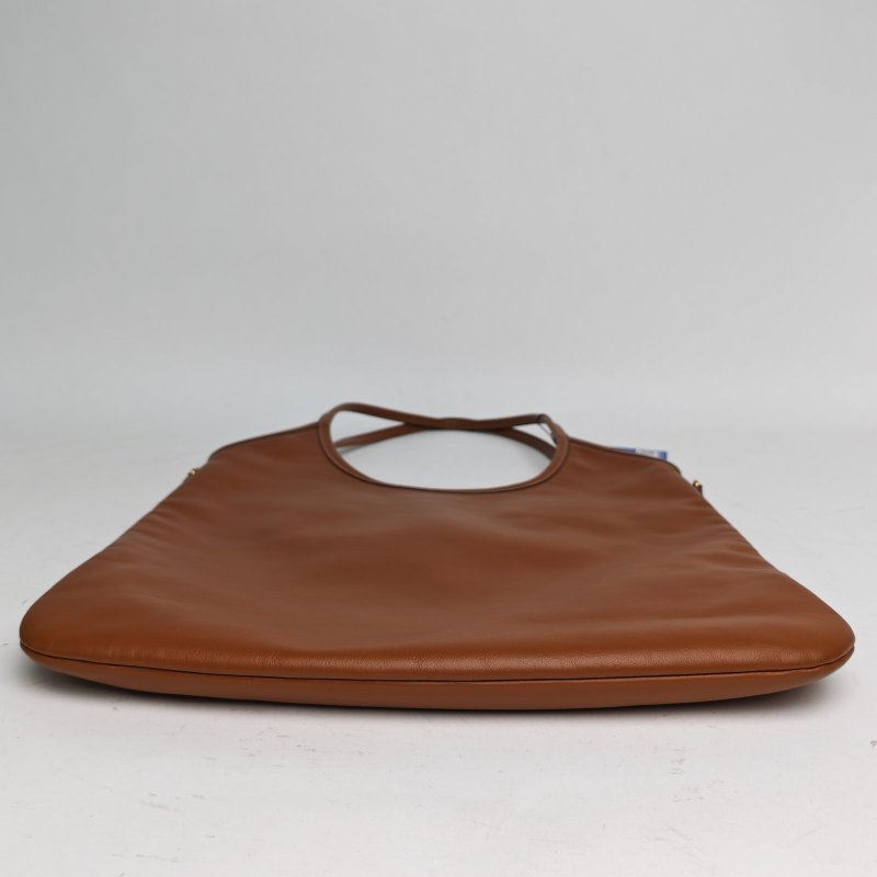 MIU MIU IVYTote托特包35棕色牛皮金扣肩背包-4