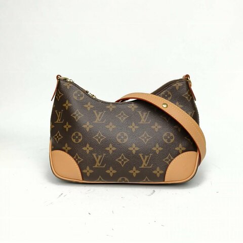 LOUIS VUITTON BOULOGNE牛角包可拆卸肩帶老花PVC晶片肩背包