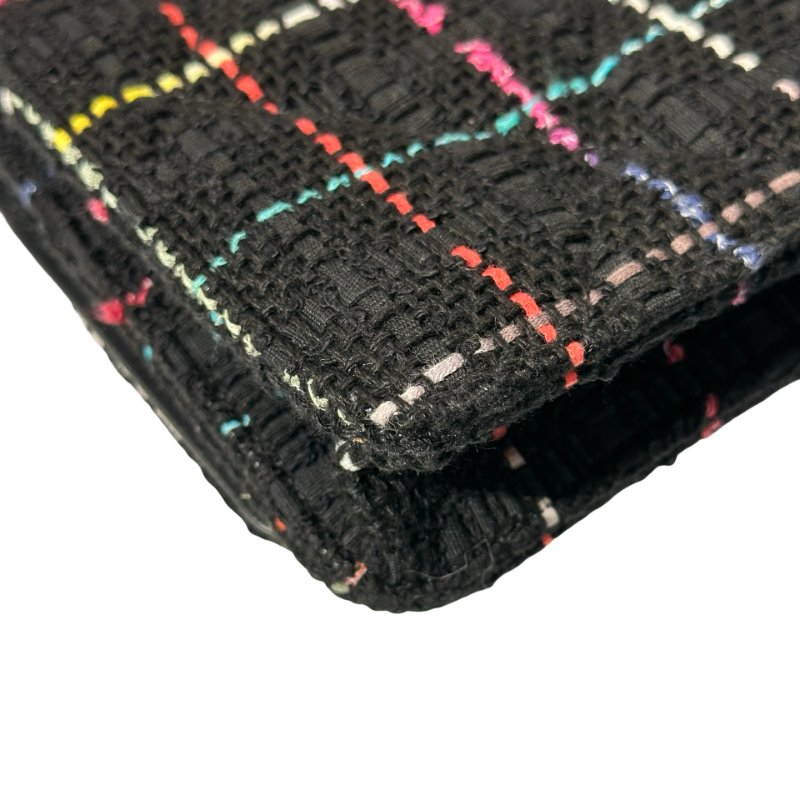 Unused CHANEL 19 Tweed Chain Shoulder Bag Black GHW-4