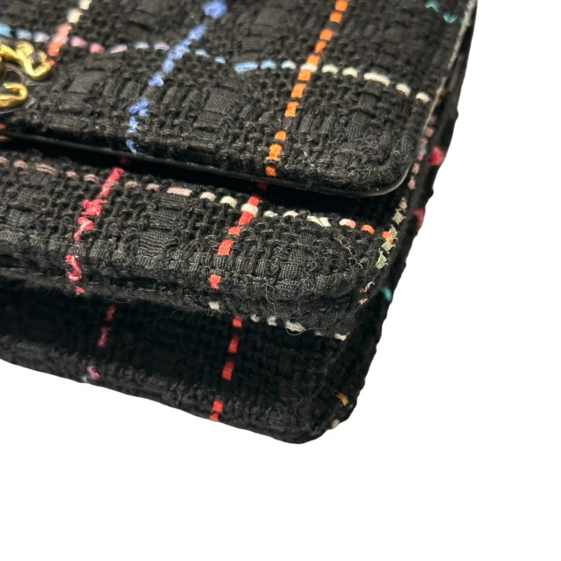 Unused CHANEL 19 Tweed Chain Shoulder Bag Black GHW-9