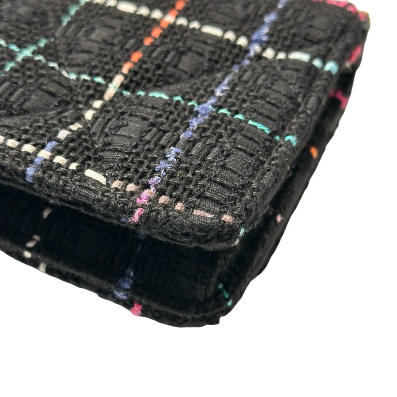 Unused CHANEL 19 Tweed Chain Shoulder Bag Black GHW-11