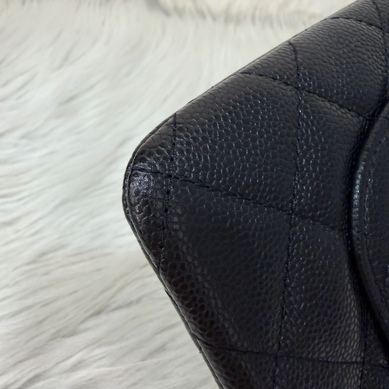 CHANEL AP1704 黑荔枝皮 牛皮 銀釦 一字拉鍊 雙層 手拿包 萬用包-7